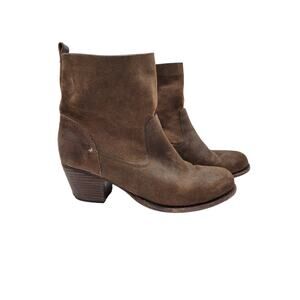 Rag & Bone Size 8.5 (38.5) Brown Suede Booties Stacked Block Heel